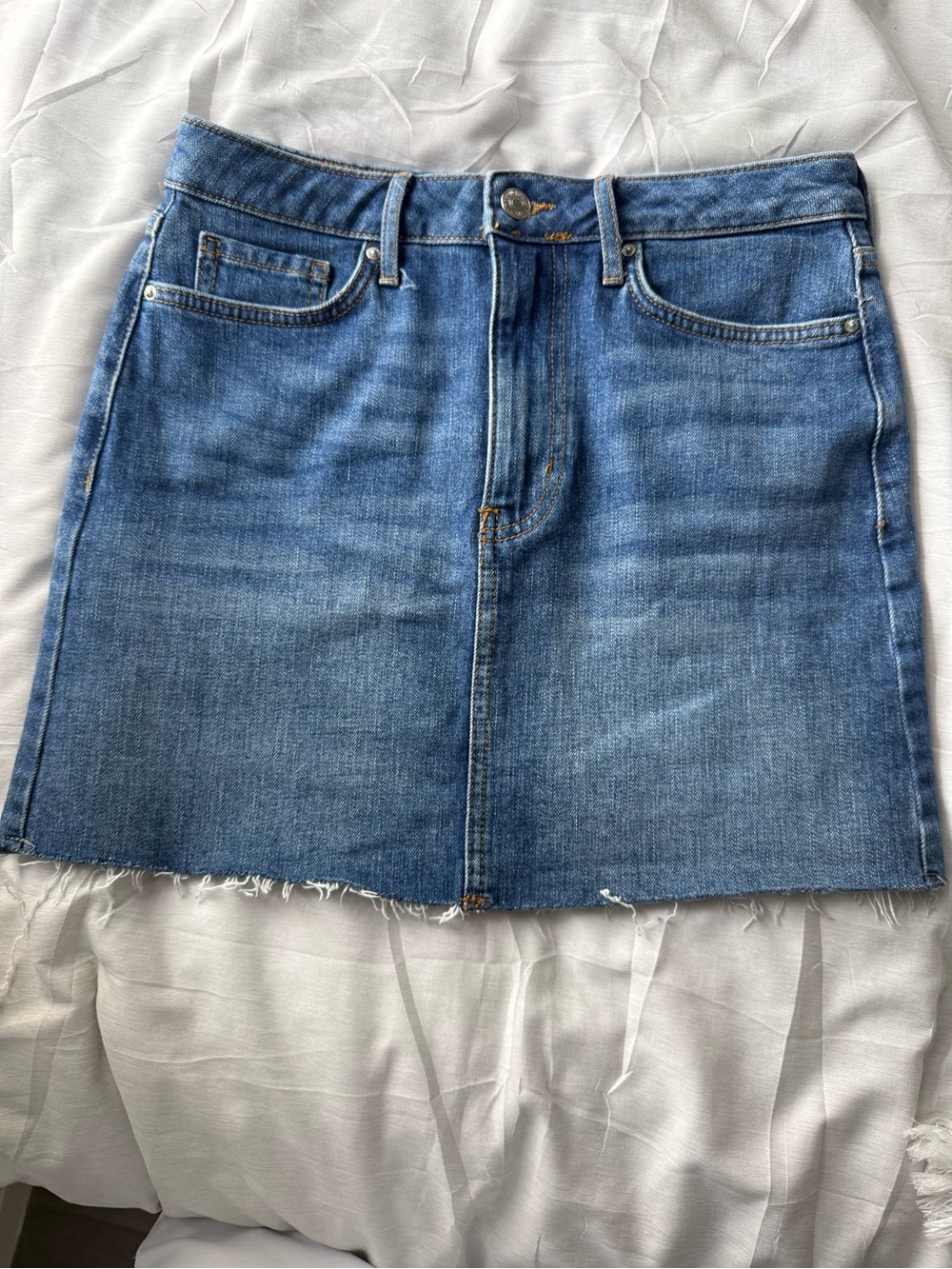 Forever 21 Blue Denim Mini Skirt - Raw Hem